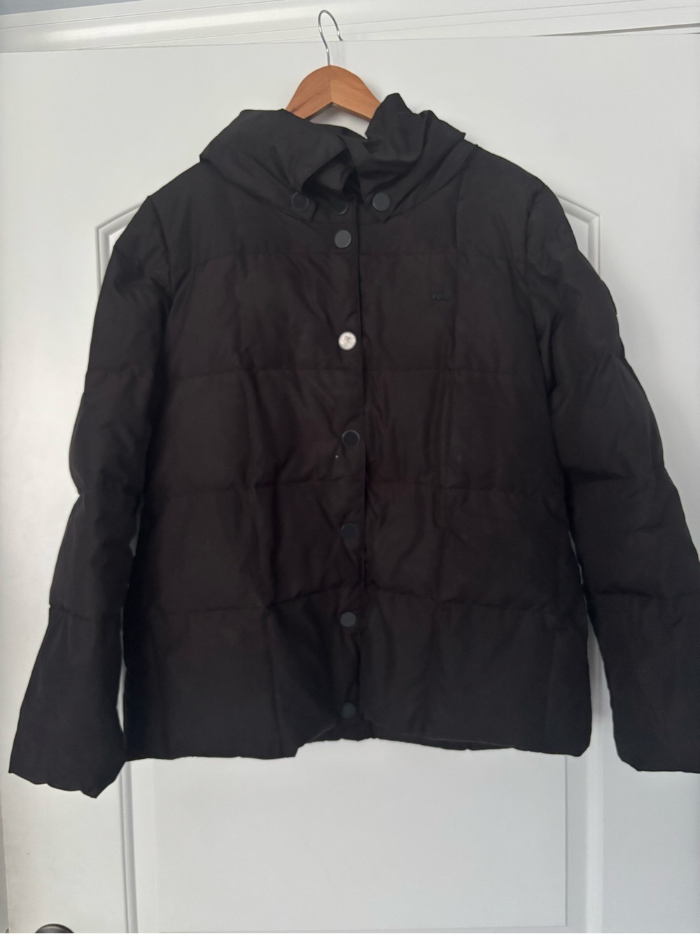 Lacoste Black Quilted Hooded Puffer Jacket - Size 46 (US Medium/Large)